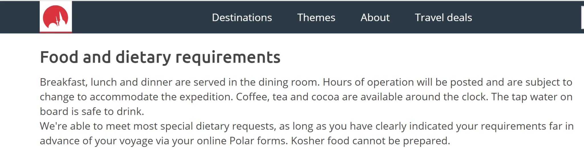 FAQ section on travel website