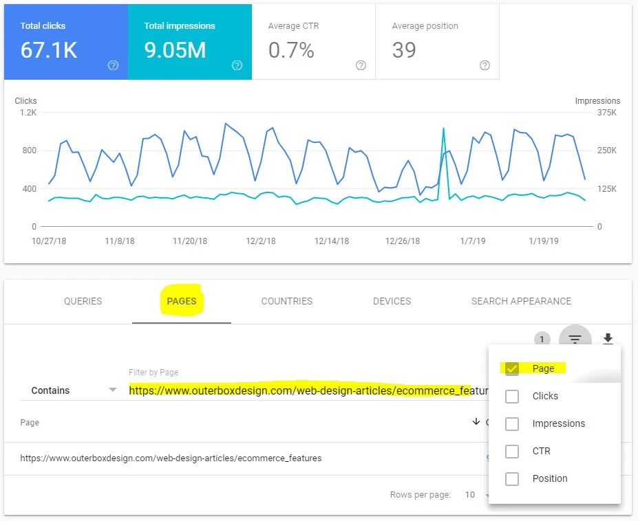 search console pages