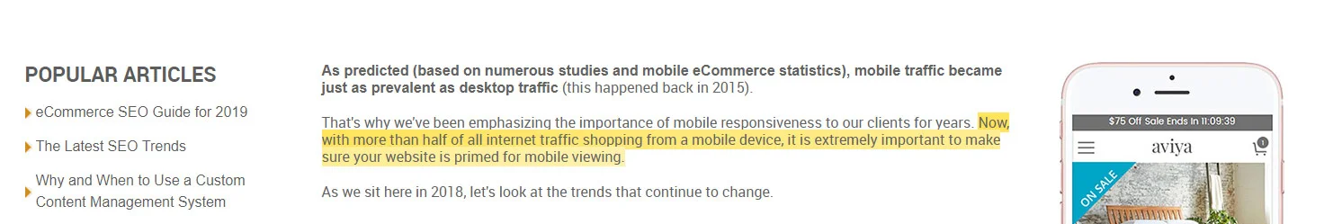 Highlighted statistic in an SEO article used as a sourceable quote