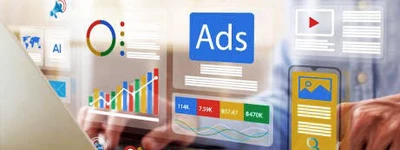 Ecommerce PPC card with paid advertising dashboard and campaign performance visuals