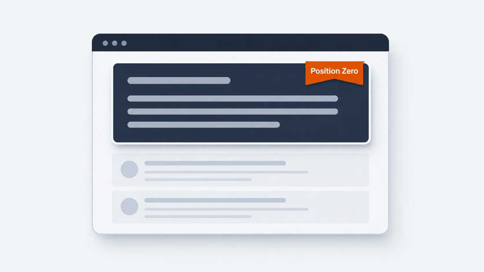 SEO related words graphic showing a featured snippet answer box at position zero