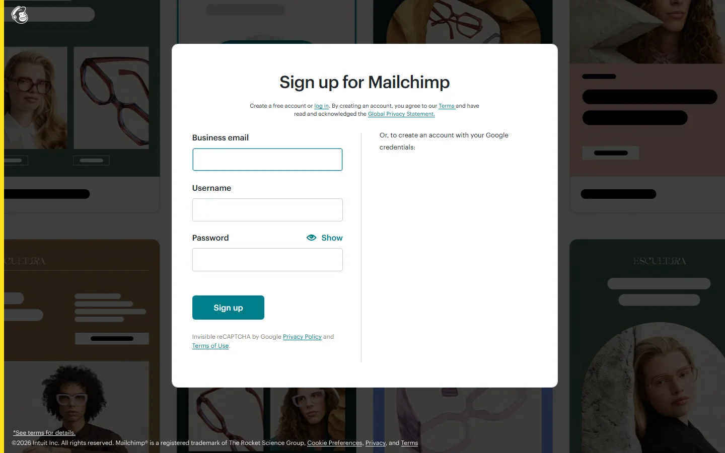 Single-column signup form with minimal fields, an example of reducing form friction to improve website conversion rate