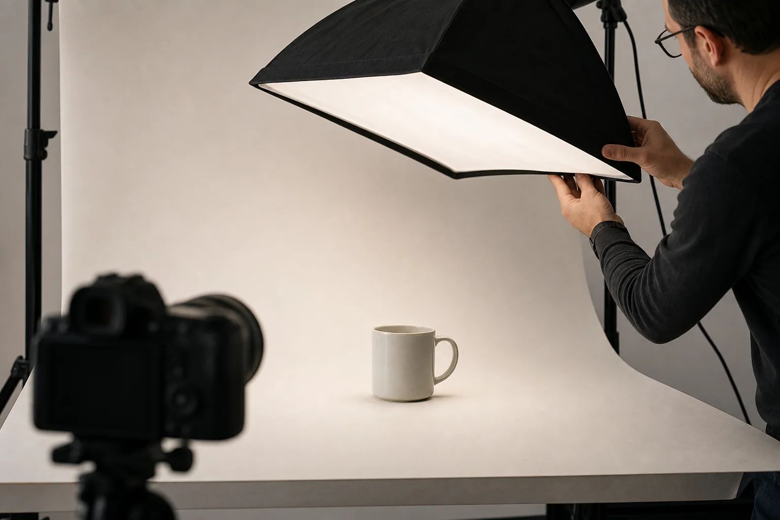 Studio setup for Shopify product image optimization to speed up Shopify store load times