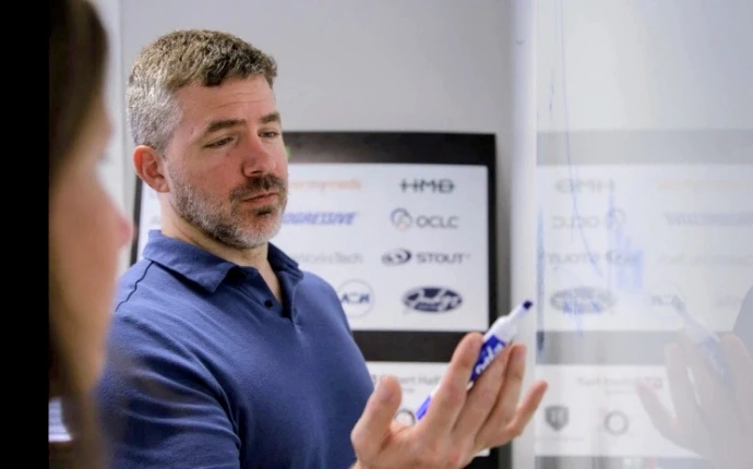 OuterBox team planning Atlanta web design and digital marketing strategy at a whiteboard