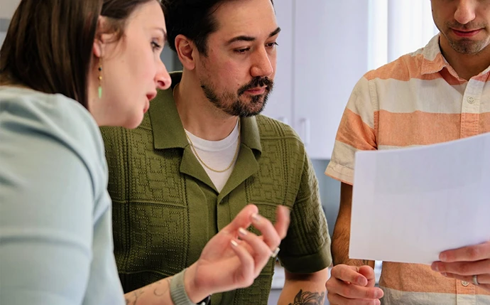 OuterBox team reviewing a digital marketing plan for connected SEO, PPC, and web strategy