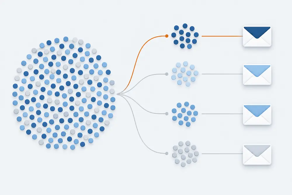 Email marketing segmentation splitting one subscriber list into targeted audience groups