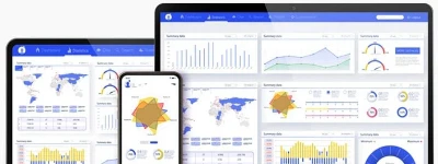 White label web design dashboard mockups on desktop and mobile screens